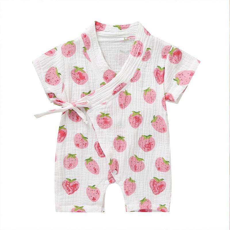 0 - 18M Summer Baby Girl Boys Clothing Kimonos Rompers Short - sleeved Floral Print Cute Soft Newborn Infant Baby Kimono Playwear - Amazitshop