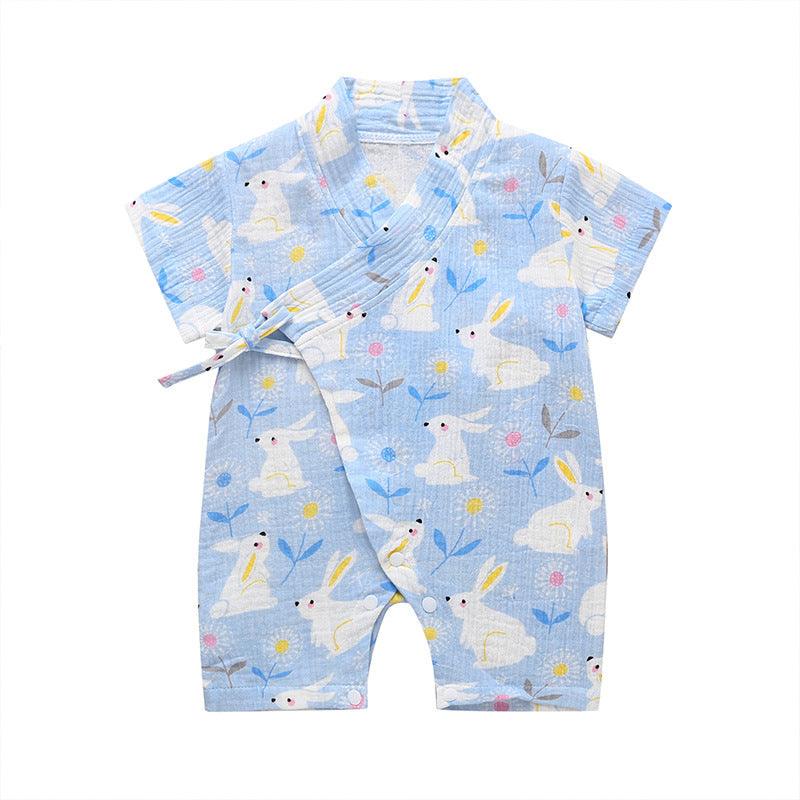0 - 18M Summer Baby Girl Boys Clothing Kimonos Rompers Short - sleeved Floral Print Cute Soft Newborn Infant Baby Kimono Playwear - Amazitshop
