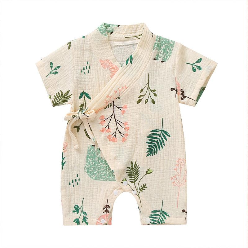 0 - 18M Summer Baby Girl Boys Clothing Kimonos Rompers Short - sleeved Floral Print Cute Soft Newborn Infant Baby Kimono Playwear - Amazitshop