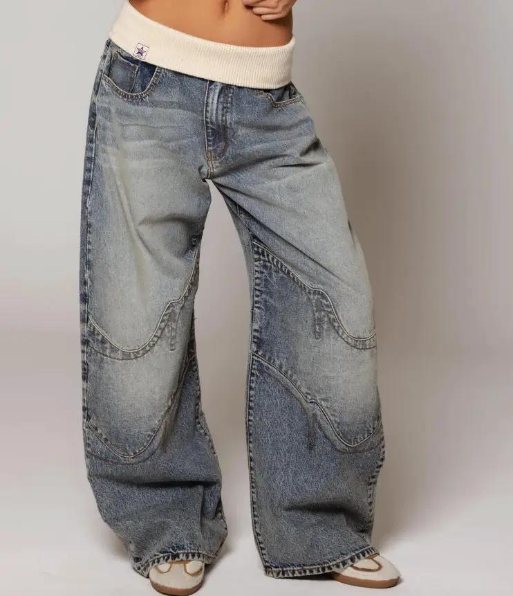 Loose-fitting Straight-leg Jeans With Pockets Fashion Casual Trousers Street-style Pants Women's Clothing by amazitshop