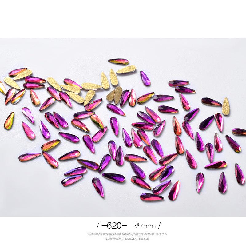 10Pcs 3D Nail Art Rhinestones Long Water Drop Shaped Glitter Nail Art Decorations Accessoires Nail Supplies - Amazitshop