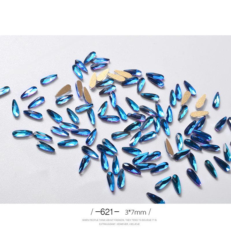 10Pcs 3D Nail Art Rhinestones Long Water Drop Shaped Glitter Nail Art Decorations Accessoires Nail Supplies - Amazitshop