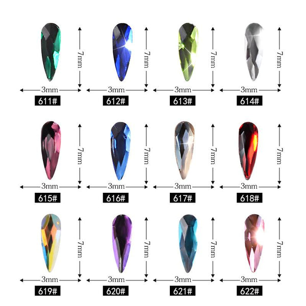 10Pcs 3D Nail Art Rhinestones Long Water Drop Shaped Glitter Nail Art Decorations Accessoires Nail Supplies - Amazitshop