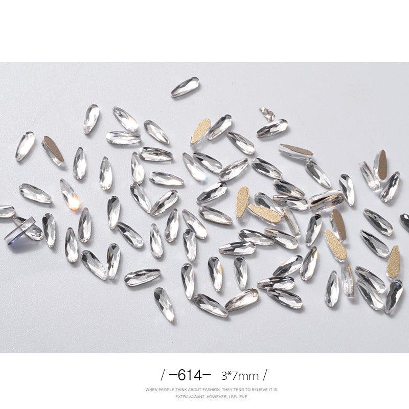 10Pcs 3D Nail Art Rhinestones Long Water Drop Shaped Glitter Nail Art Decorations Accessoires Nail Supplies - Amazitshop