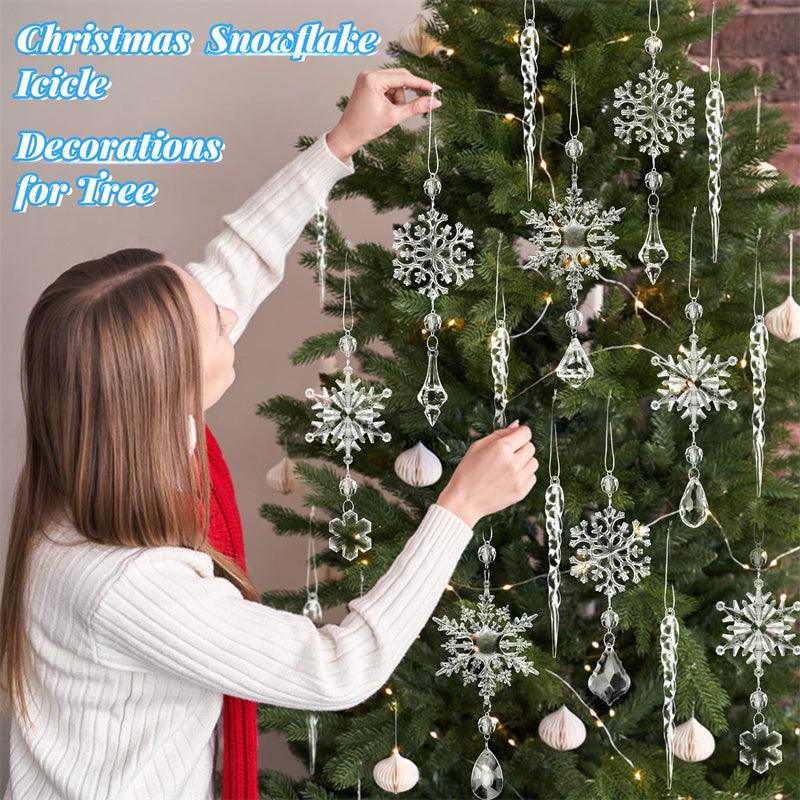 10pcs Christmas Tree Hanging Pendants Acrylic Ice Strip Snow Ceiling Xmas Ornaments New Year Christmas Decoration Home Décor - Amazitshop