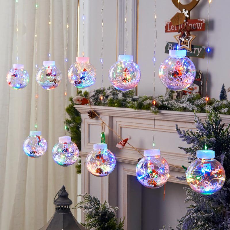 10PCS LED Christmas Curtain Lamp Fairy Snowman Wishing Ball Lamp String Christmas Window Decoration Christmas Light Room - Amazitshop