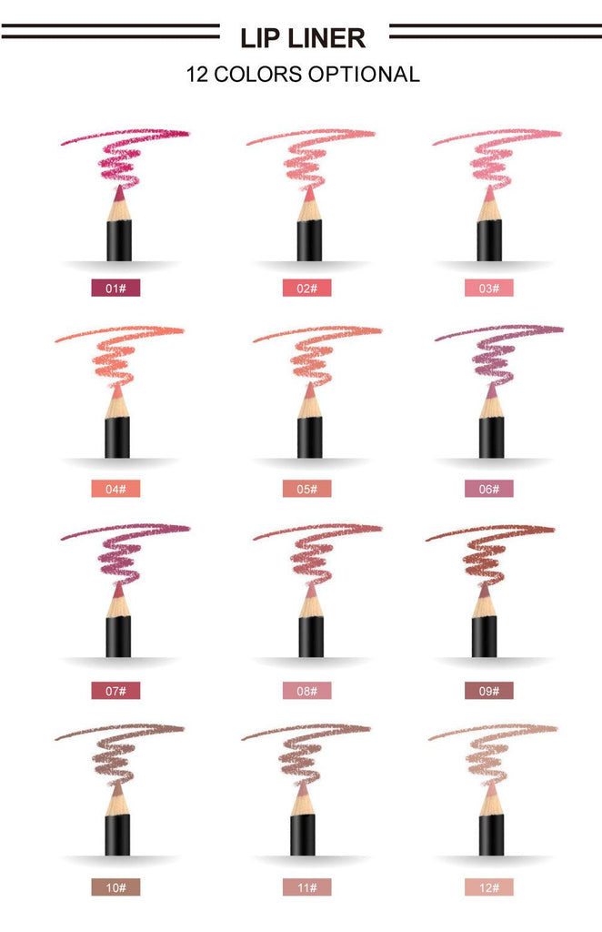 12 Colors Matte Lip Liner Single - Amazitshop