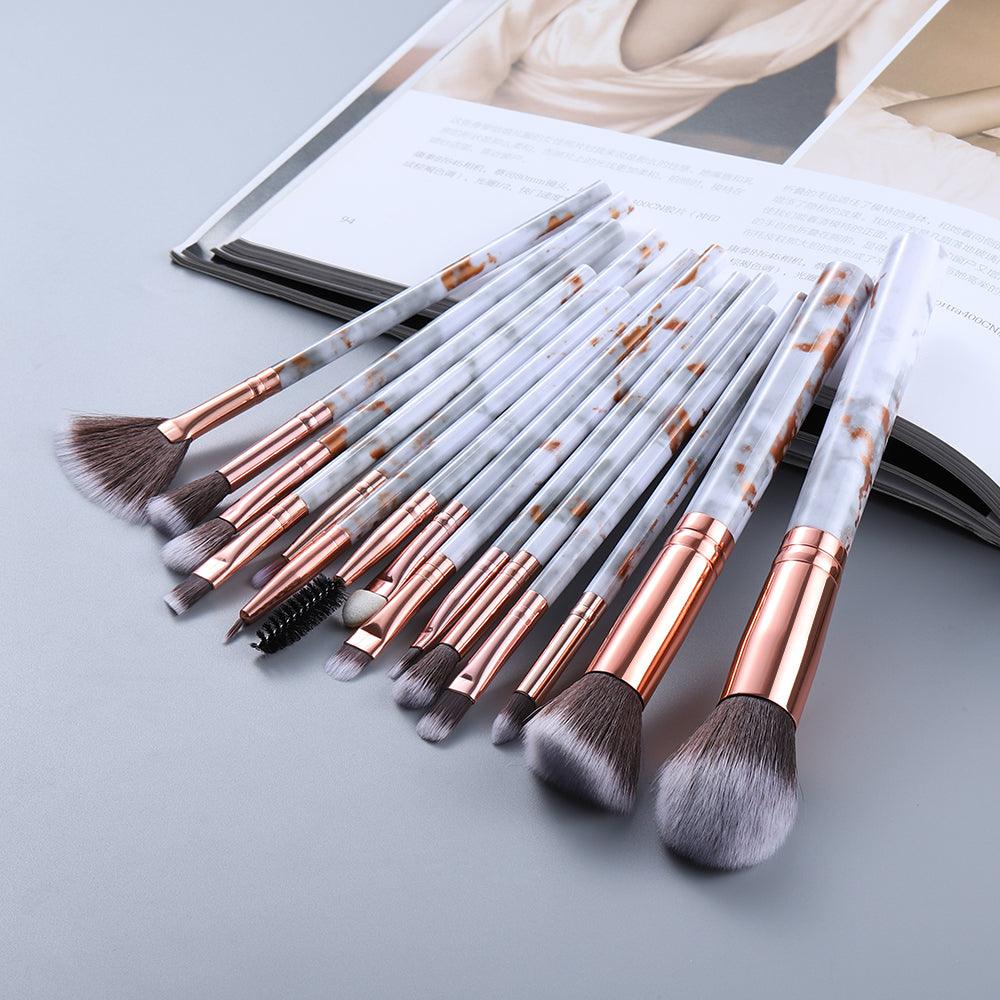 15 Marbled Design Makeup Brushes Set - Amazitshop