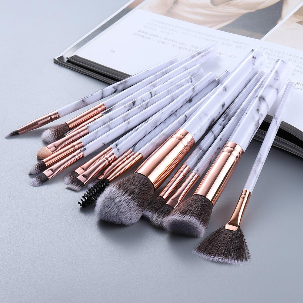 15 Marbled Design Makeup Brushes Set - Amazitshop