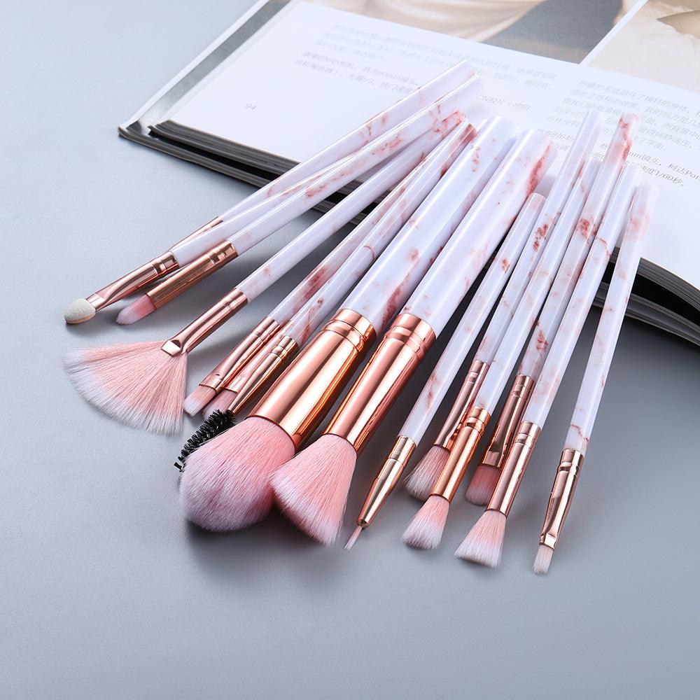 15 Marbled Design Makeup Brushes Set - Amazitshop