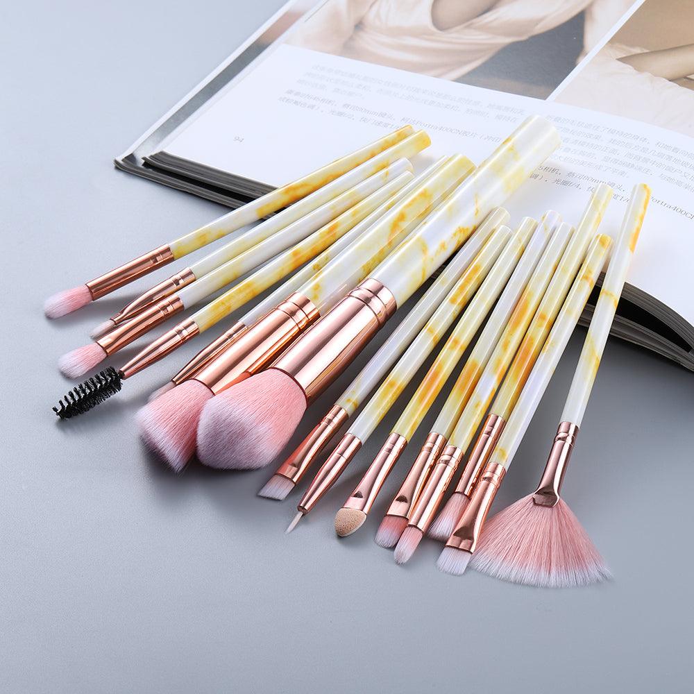15 Marbled Design Makeup Brushes Set - Amazitshop