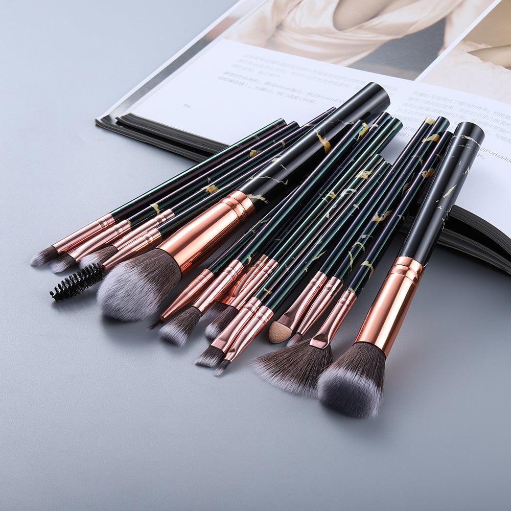 15 Marbled Design Makeup Brushes Set - Amazitshop