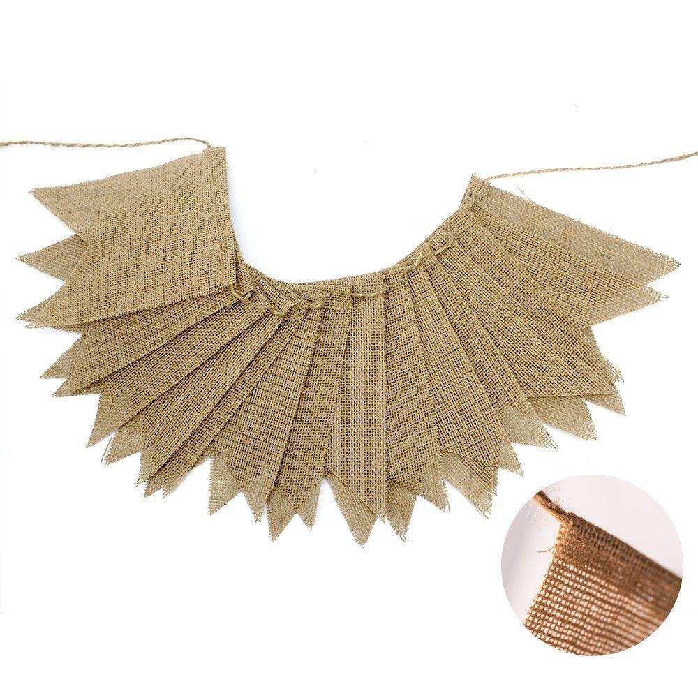 15 PCs Linen For Wedding Decoration Pennant Party Wedding Dovetail Pennant Linen Hanging Flag - Amazitshop