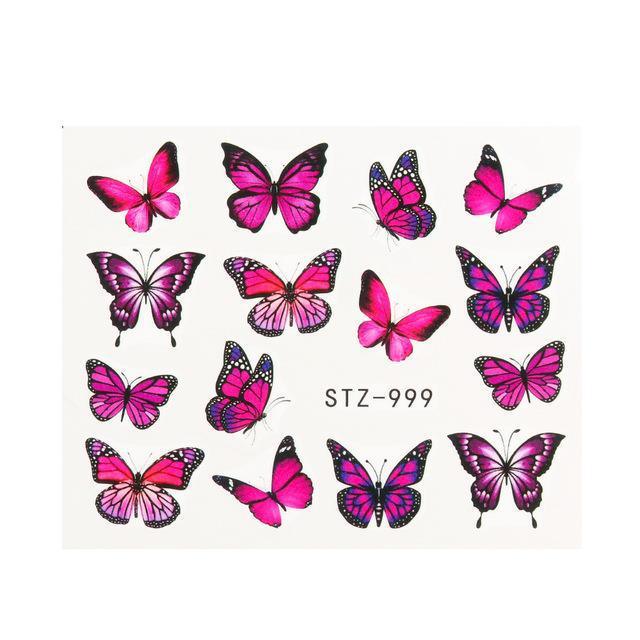 1pc Black Butterfly Nail Decals and Stickers Flower Blue Co - Amazitshop