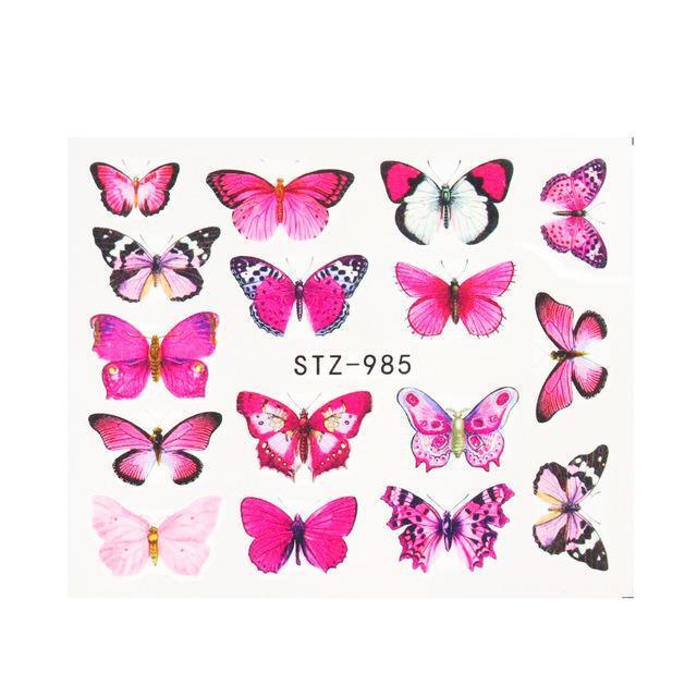 1pc Black Butterfly Nail Decals and Stickers Flower Blue Co - Amazitshop