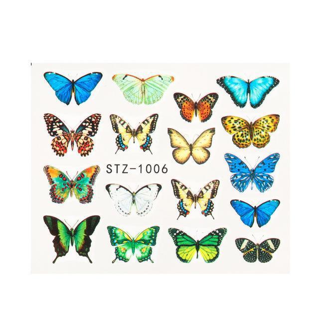 1pc Black Butterfly Nail Decals and Stickers Flower Blue Co - Amazitshop