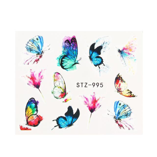 1pc Black Butterfly Nail Decals and Stickers Flower Blue Co - Amazitshop