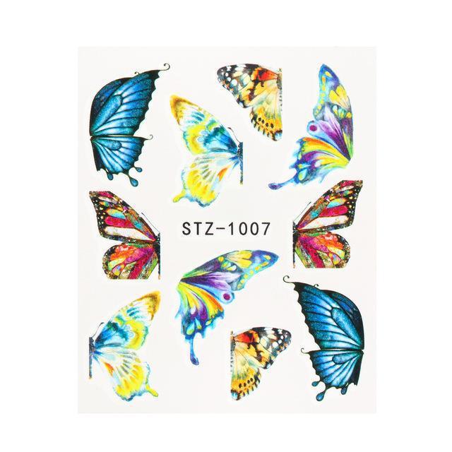 1pc Black Butterfly Nail Decals and Stickers Flower Blue Co - Amazitshop