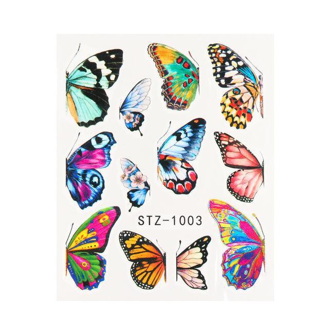 1pc Black Butterfly Nail Decals and Stickers Flower Blue Co - Amazitshop