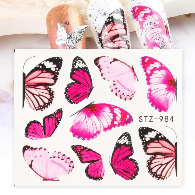 1pc Black Butterfly Nail Decals and Stickers Flower Blue Co - Amazitshop