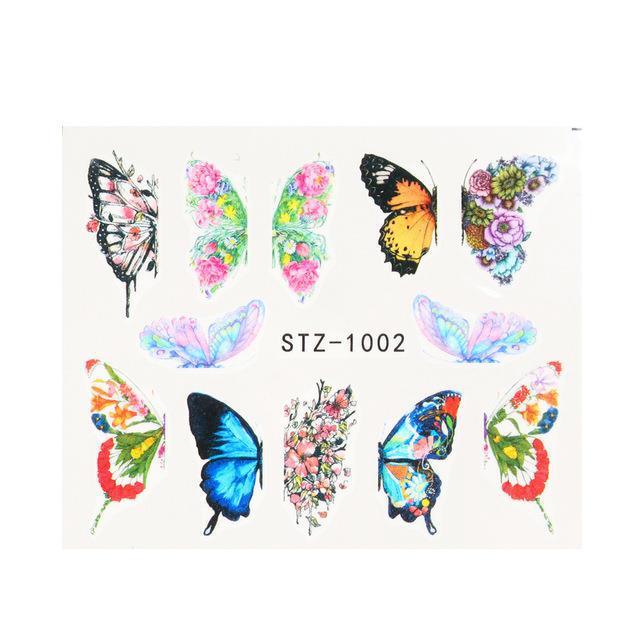1pc Black Butterfly Nail Decals and Stickers Flower Blue Co - Amazitshop