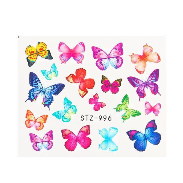 1pc Black Butterfly Nail Decals and Stickers Flower Blue Co - Amazitshop