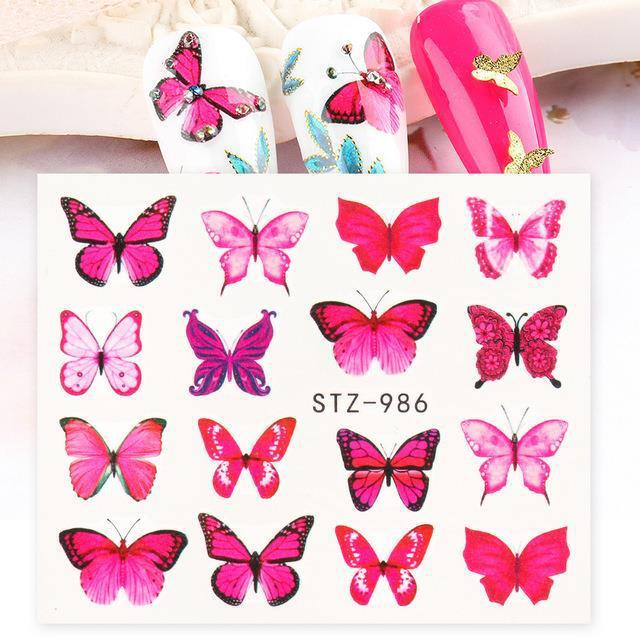 1pc Black Butterfly Nail Decals and Stickers Flower Blue Co - Amazitshop