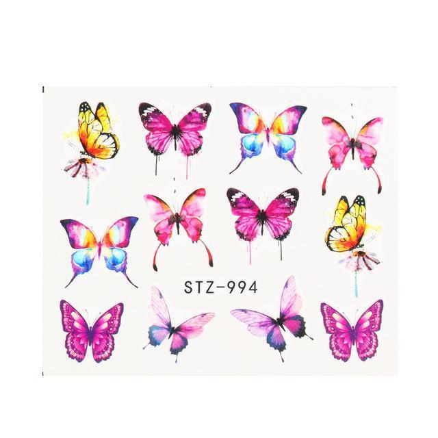 1pc Black Butterfly Nail Decals and Stickers Flower Blue Co - Amazitshop