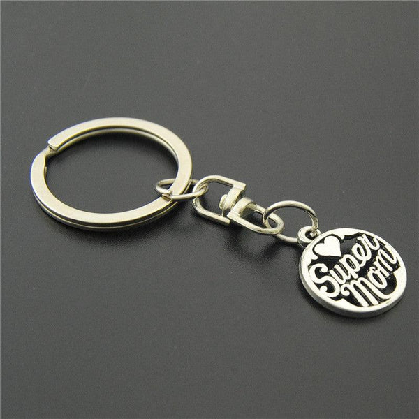 1PC Super Mom Key Chain Round Key Ring Diy Mothers Day Gift For Mother - Amazitshop