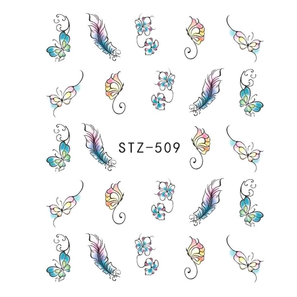 1pcs Nail Sticker Butterfly Flower Water Transfer Decal Sliders for Nail Art Decoration Tattoo Manicure Wraps Tools Tip JISTZ508 - Amazitshop