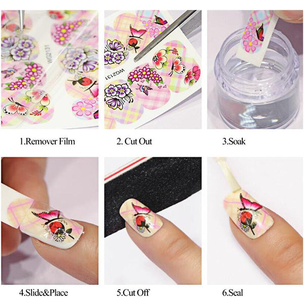 1pcs Nail Sticker Butterfly Flower Water Transfer Decal Sliders for Nail Art Decoration Tattoo Manicure Wraps Tools Tip JISTZ508 - Amazitshop