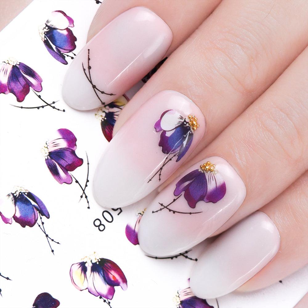 1pcs Nail Sticker Butterfly Flower Water Transfer Decal Sliders for Nail Art Decoration Tattoo Manicure Wraps Tools Tip JISTZ508 - Amazitshop