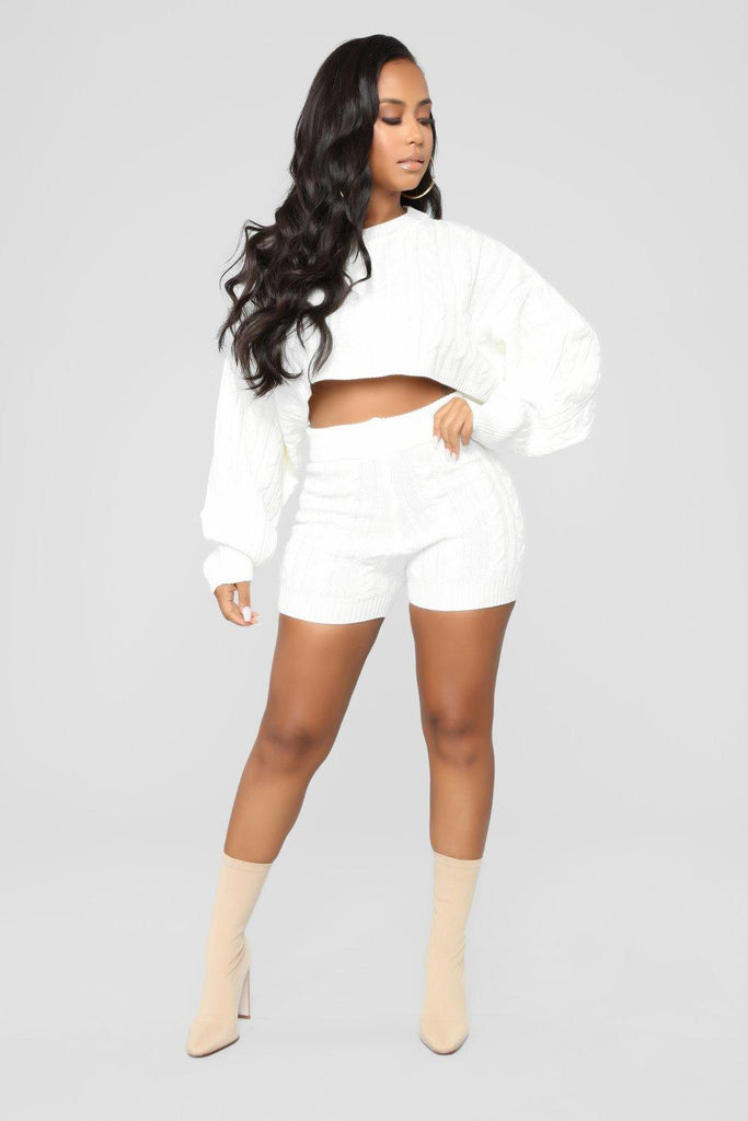 2 Piece Set Women Long Sleeve Crop Tops Bodycon - Amazitshop