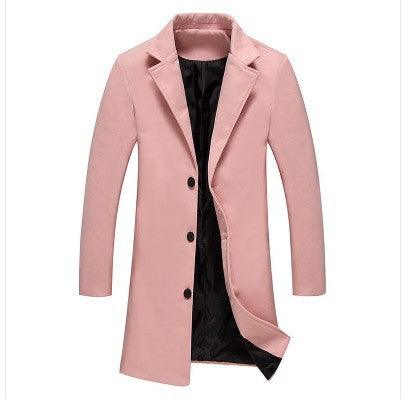 2023 Autumn And Winter New Men's Solid Color Casual Business Woolen Coats - Amazitshop