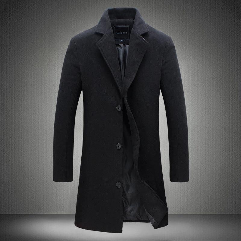 2023 Autumn And Winter New Men's Solid Color Casual Business Woolen Coats - Amazitshop