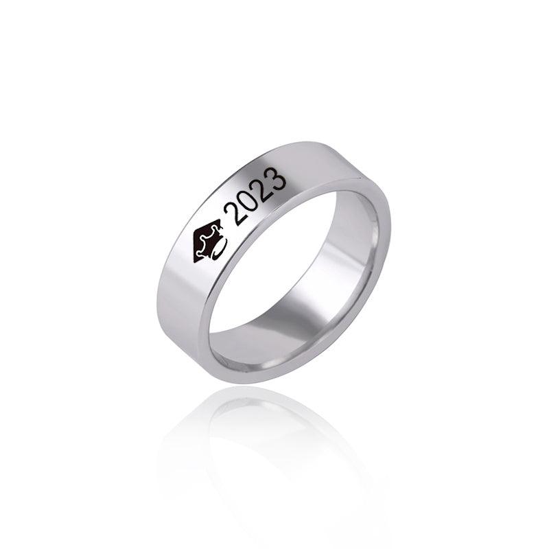 2023 New Graduation Cap Stainless Steel Ring Silver Black For Men Women Graduation Gift - Amazitshop