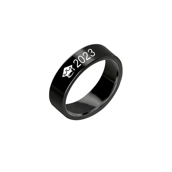 2023 New Graduation Cap Stainless Steel Ring Silver Black For Men Women Graduation Gift - Amazitshop