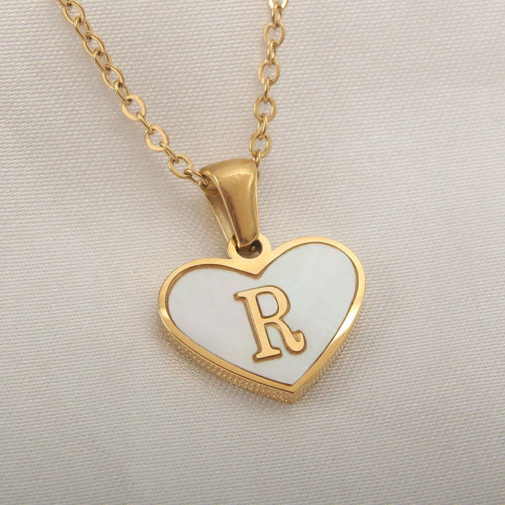 26 Letter Heart - shaped Necklace White Shell Love Clavicle Chain Fashion Personalized Necklace For Women Jewelry Valentine's Day - Amazitshop