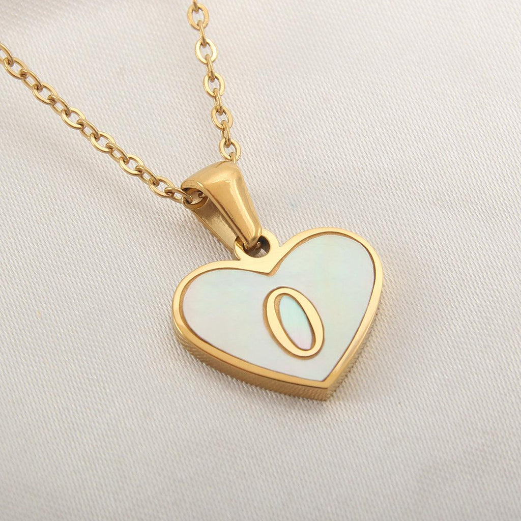 26 Letter Heart - shaped Necklace White Shell Love Clavicle Chain Fashion Personalized Necklace For Women Jewelry Valentine's Day - Amazitshop