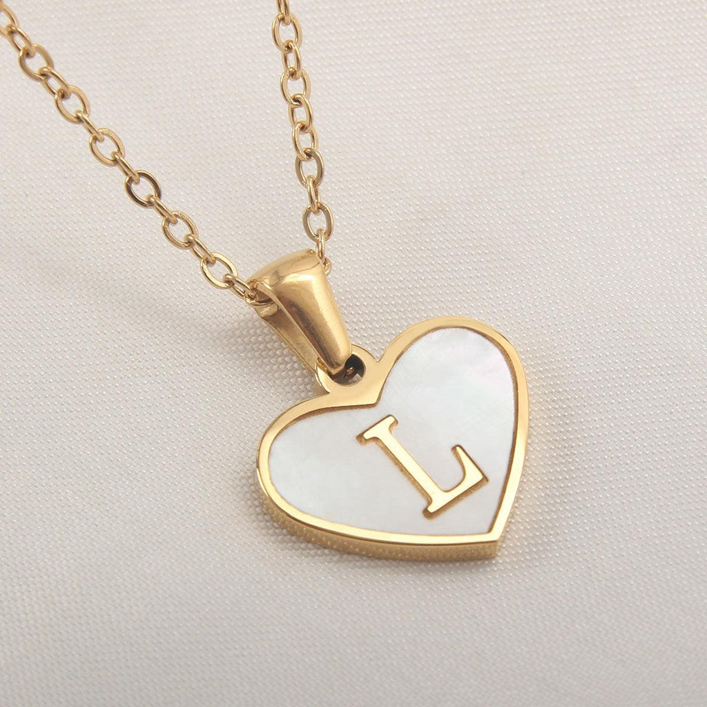 26 Letter Heart - shaped Necklace White Shell Love Clavicle Chain Fashion Personalized Necklace For Women Jewelry Valentine's Day - Amazitshop