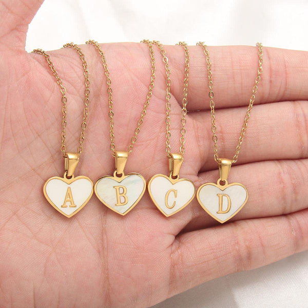 26 Letter Heart - shaped Necklace White Shell Love Clavicle Chain Fashion Personalized Necklace For Women Jewelry Valentine's Day - Amazitshop