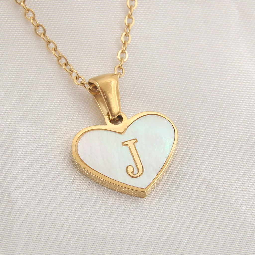 26 Letter Heart - shaped Necklace White Shell Love Clavicle Chain Fashion Personalized Necklace For Women Jewelry Valentine's Day - Amazitshop