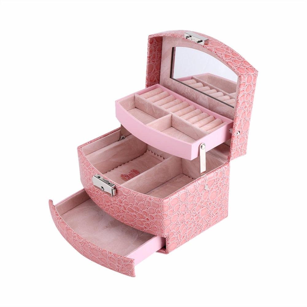 3 Layers Jewelry Boxes And Packaging Leather Makeup Organizer Storage Box Container Case Gift Box Women Cosmetic Casket - Amazitshop
