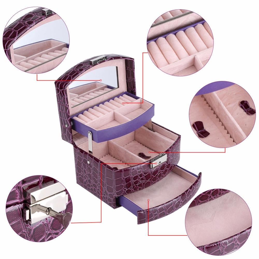 3 Layers Jewelry Boxes And Packaging Leather Makeup Organizer Storage Box Container Case Gift Box Women Cosmetic Casket - Amazitshop