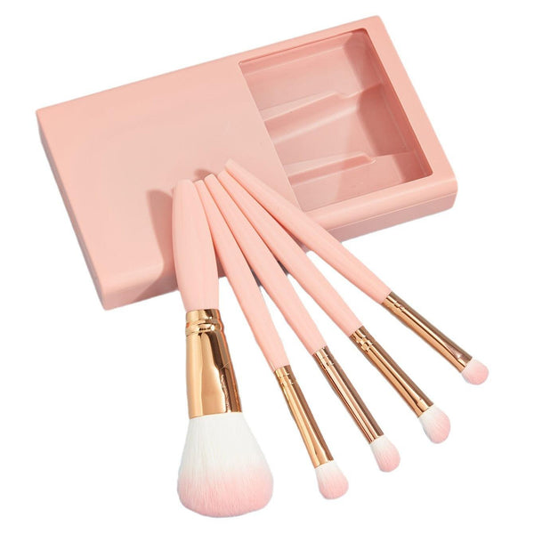 5 PCs Makeup Brushes With Mirror Travel Set - Amazitshop