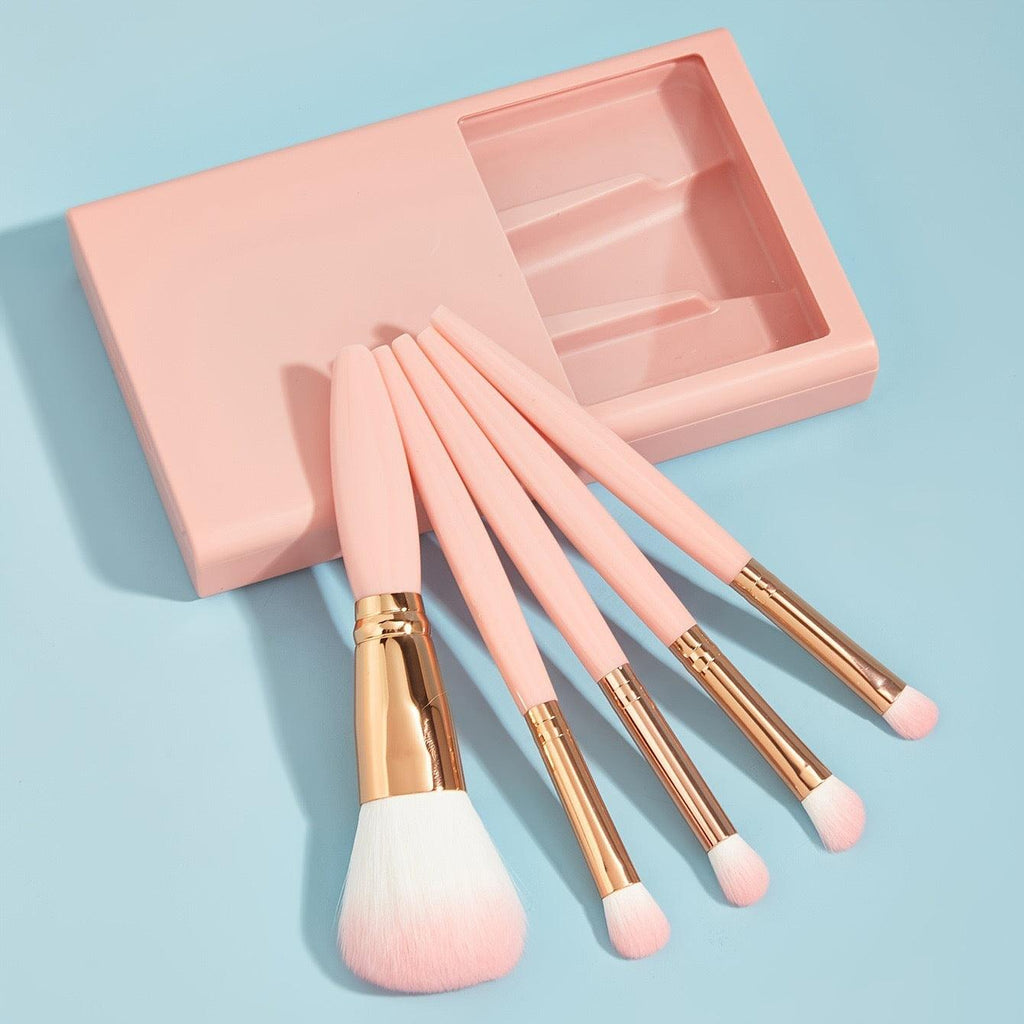5 PCs Makeup Brushes With Mirror Travel Set - Amazitshop