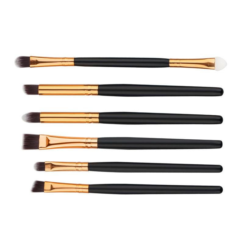 6 Gold Black Eye Brushes Eyeshadow Makeup - Amazitshop