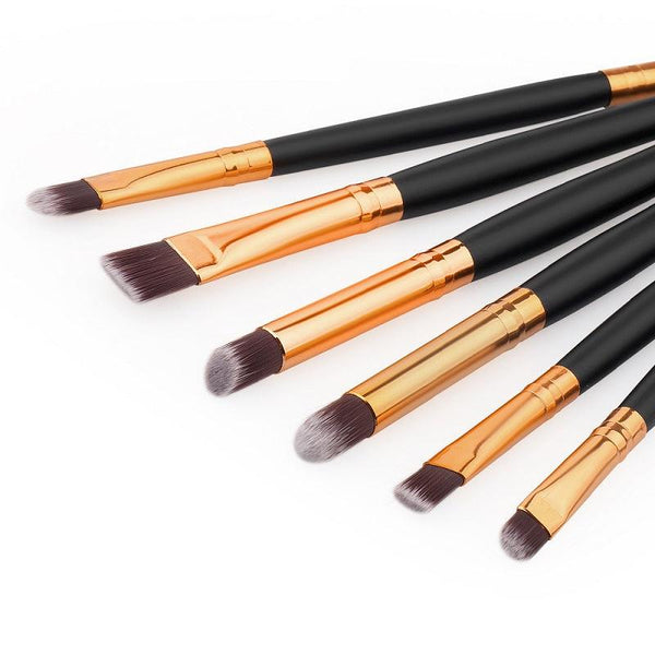 6 Gold Black Eye Brushes Eyeshadow Makeup - Amazitshop