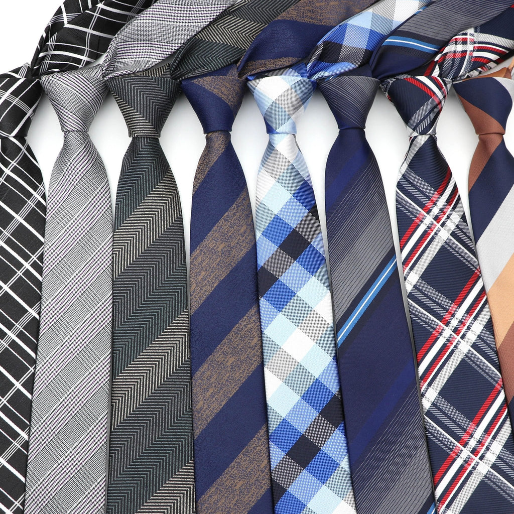 6cm Casual Ties For Men Skinny Tie Fashion Polyester Plaid - Amazitshop