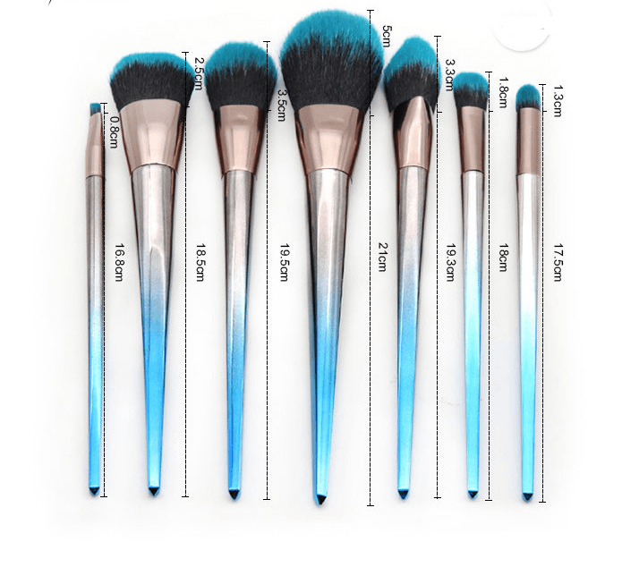 7 diamond makeup brushes blue black gradient - Amazitshop